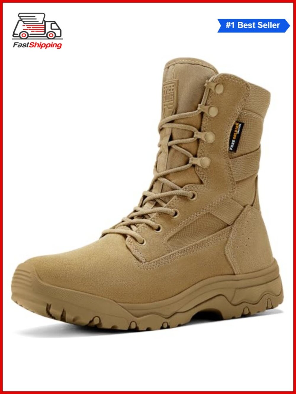 ✨FREE SOLDIER Men's Military Tactical Boots Suede Leather Cordura Ankle Work
